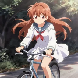 touhou character ride the bike, anime style