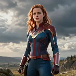 Photo realistic image of Emma Watson as Kate Bishop Hawkeye