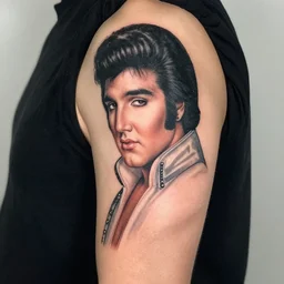 a tattoo of elvis on the upper arm of elvis