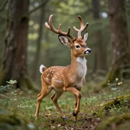 anthro anthropomorphic furry humanoid doe frolicking in the woods