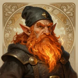 portrait of a dwarf with burning beard, d & d, fantasy, intricate, elegant, highly detailed, digital painting, artstation, concept art, matte, sharp focus, illustration, hearthstone, art by artgerm, art by greg rutkowski, art by alphonse mucha