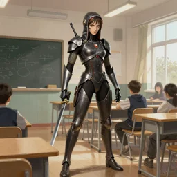 modern school life. battle angel alita. by rembrandt 1 6 6 7, illustration