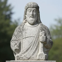 stone statue of draw with jazza