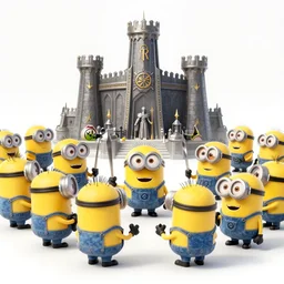 An army of minions defend Helm’s Deep, lord of the rings concept art, sharp lighting, 4k, detailed, bright colors