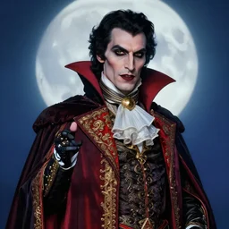 highly realistic photograph of a 1 9 th century vampire lord, cg art, digital painting, vibrant colors, exquisite attire, volumetric moonlight