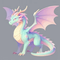 digital illustration of a pastel fantasy dragon, concept art, matte background, deviantArt
