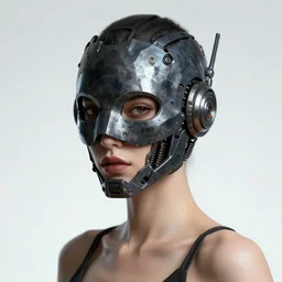 sexy beautiful woman head made of mech mask rendered in unreal engine, cyberpunk, dark scifi, painted by mihai muscan