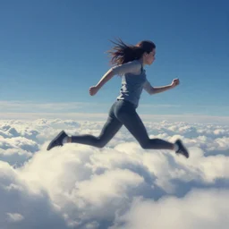 running on a cloud surrealist painting