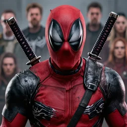 highly detailed closeup portrait of a mutated venom symbiote in deadpool suit with a fierce expression, wearing his katana, by atey ghailan, by greg rutkowski, by greg tocchini, by james gilleard, by joe fenton, by kaethe butcher, red, black, crimson and grey color scheme