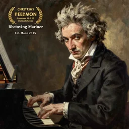 beethoven playing piano, painting by jeremy mann