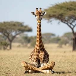 a giraffe meditating