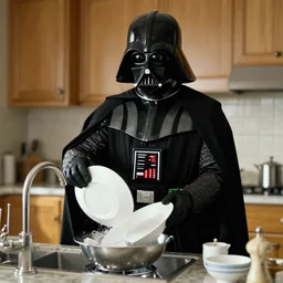 Darth Vader doing the dishes
