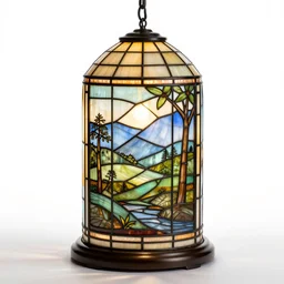 glass tiffany stained glass lamp, professional product shot, isolated on a pure white background, centered, entire object in frame, sharp focus, soft studio lighting