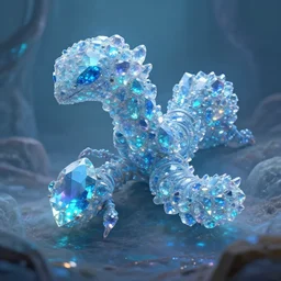 a alien worm made of crystal gems, bioluminiscense, fantasy art