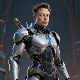 elon musk as cyborg, 3 d render, hyper realistic, detailed, portrait, ruan jia, by wlop, scifi, fanstasy, magic, the gathering, hyper detailed