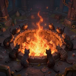 under the house is the inferno pit, with lot of damned cat, equirectangular, 8k, artstation trending