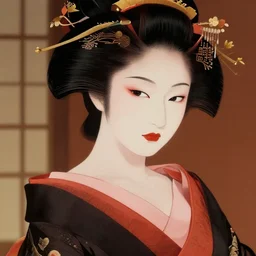 sensual geisha in japan in 1 8 0 0 posing, detailed face, digital art