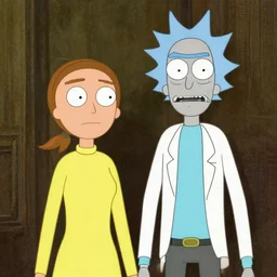 a portrait of rick sanchez and morty smith by giuseppe arcimboldo
