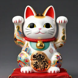 colourful lucky cat in the style of android jones, 1 6 k, ultra detailed, ultra intricate, artstation