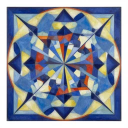 a detailed geometric painting in the style of robert delaunay endless rhythm