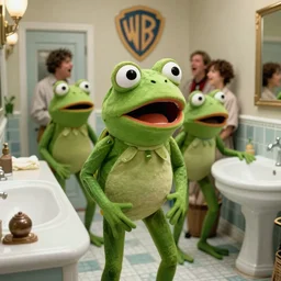 pepe frog, film still psycho 1 9 6 0, long shot, bathroom scream scene, high quality, hd, 4 k, warner, hbo, cinema frame