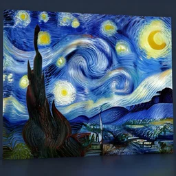 octane render of starry night by van gogh.
