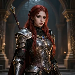 Beautiful art portrait of a goth girl as a fantasy warrior in a dungeon, atmospheric lighting, intricate detail, cgsociety, hyperrealistic, octane render, RPG portrait, ambient light, dynamic lighting