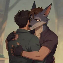 anubis hugs a man, Artstation