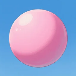 Big pink sphere surrounded by blue sky, beautiful matte painting in anime style,