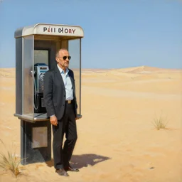 saul goodman at a lonely!!!! pay phone in the desert!!!!, painting by'phil hale '!!! gaston bussiere, craig mullins, greg rutkowski, alphonse mucha,