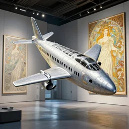 3 d octane render ultra photorealistic 8 k hyper detailed high quality image de chat flying in the space cyberpunk in a contemporary art gallery in neo tokyo artwork line art by alphonse mucha