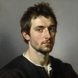 portrait of patrick baud, by caravaggio. oil painting.