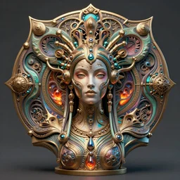 artstation futuristic 3 d model of hyper - detailed beautiful groovypunk queen of dmt magma in full regal attire. face portrait. art nouveau!!!, symbolist, visionary, baroque, giant fractal details. horizontal symmetry by zdzisław beksinski, iris van herpen, raymond swanland and alphonse mucha. hyper - real, beautiful