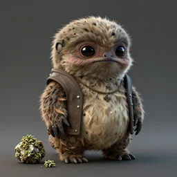 a mysterious short ewok jedi stoned on space weed, character design, trending on artstation