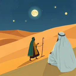 bedouin in the desert, inspired by laura watson illustrations