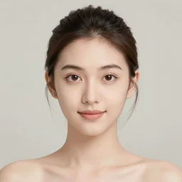 a beautiful young woman with a symmetrical face