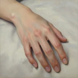 super close - up of a woman's fingers, relaxed pose, morning, highly detailed, ultrarealistic oil painting, vladimir volegov, artstation