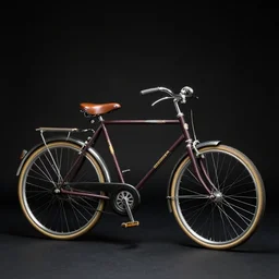 a bicycle in the style of salvador dali, in a black studio background,