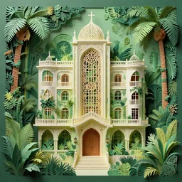 building, jungle, jungle, jungle, kirigami, dichromatism, paradox, volumetric light, insanely detailed and intricate, hypermaximalist, elegant, ornate, hyper realistic, super detailed, by remedios varo uranga