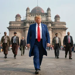 donald trump is walking through bombay, an epic fantasy, wide shot, ultrarealistic, detailed, ( ( ( depth of field ) ) ), crisp details, sharp details, photorealism, colorful, cinematic, horizon forbidden west trending on artstation, masterpiece, by greg rutkowski, by ross tran, by fenghua zhong, octane, soft render