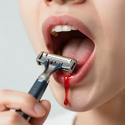 if you fill your mouth with a razor, you will spit blood
