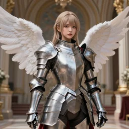 a masterpiece ultrarealistic ultradetailed photograph of a lifelike real anime girl that is dressed in steel plate armor, angelic beauty, inside of a royal palace, photoreal image, art by wlop, photoreal, lgbt, highly rendered, blender, unreal engine, readable, extremely detailed, trending on artstation, sharp focus, 4 k