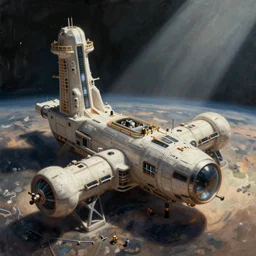a beautiful digital painting digital render of a spaceport. beeple. akihiko yoshida