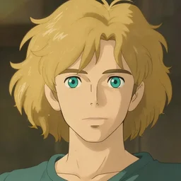 young man with medium - length, curly, golden hair, aquamarine eyes, natural lighting, path traced, highly detailed, high quality, cartoon, digital painting, by new haicheng and ross tran and studio ghibli and alphonse mucha