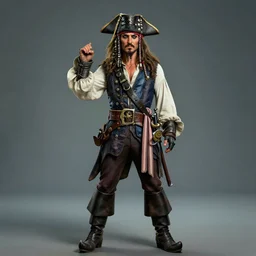 pirate captain, flintlock, high detail photo, full body