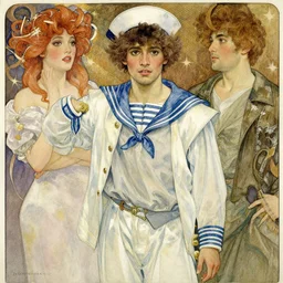 the sailor jupiter. beautiful, realistic painting by mucha and kuvshinov and bilibin. watercolor