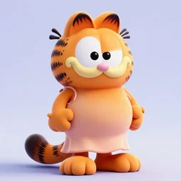 garfield wearing a long dress, cartoon, octane render, garfield, high res, colorful, cartoon network, garfield digital art,