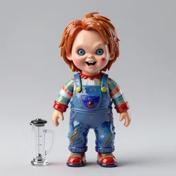 screaming chucky doll made of out murano chihuly glass blender 3 d render