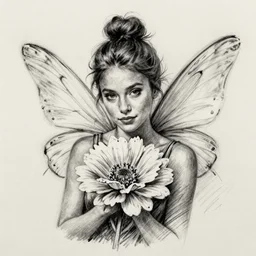 a flower fairy, charcoal drawing, black and white, ink and paper, portrait, trending on artstation, behance, deviantart, drawn by tom lovell, artgerm, jsc, j. scott campbell