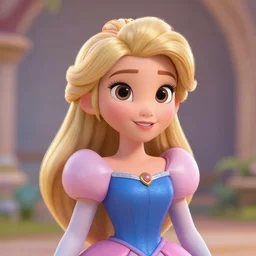 a 3d princess with blonde hair , 3d cgi , disney style , photorealistic